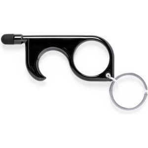 A black Cimak Keyring Anticontact with a stylus tip and a keyring attachment.