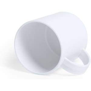 A white antibacterial coffee mug with a handle, featuring a smooth finish and an interior suitable for beverages.