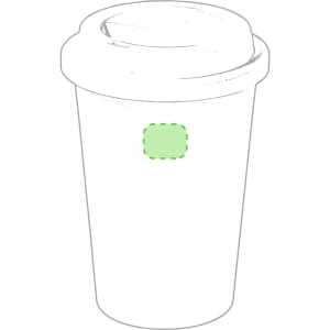 A plastic cup with a lid, featuring a green highlighted area, designed for antibacterial use.