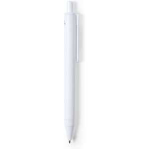 A white antibacterial pen with a clip and a smooth writing tip, featuring a logo on the surface.