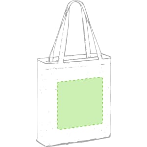 A foldable bag in white with green accents, featuring a blank space for custom design or branding.