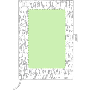 A notepad with a textured grey cover and a prominent green rectangular section, featuring a logo.