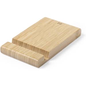 A bamboo wireless charger with a sleek, natural wood finish. It has a simple, minimalist design.
