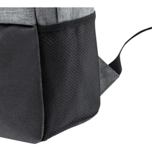 A grey Terrex backpack featuring a textured black mesh side pocket and adjustable straps. It includes a branding logo.