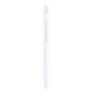 A grey antibacterial pencil in a thin, transparent casing, featuring a simple design and a logo.