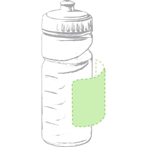 A drink bottle with a textured body and a logo featuring a green label on the side. It has a screw-on lid.