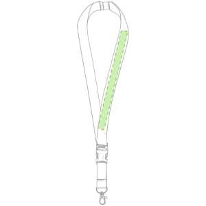 A lanyard featuring a green section, designed for exhibitions and events, with a clip at the end.