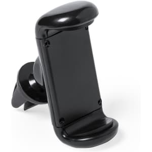 A black car phone holder with a robust design and adjustable grip, featuring a mounting mechanism.