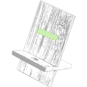 A wooden phone stand featuring a green accent, designed to hold devices securely.
