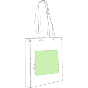 A green tote bag with two handles and a blank front area for custom designs. The bag has a simple, minimalistic style.