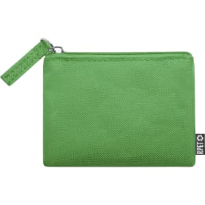 A green Nelsom Purse with a zip closure and a textured surface, featuring a small loop for easy carrying.