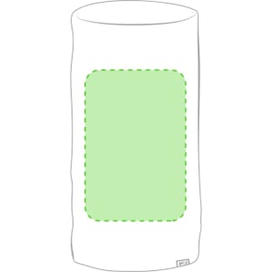 A green-fabric neck warmer with a smooth, rounded shape. The design features a blank area for branding.