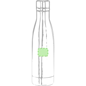 A drink bottle in a sleek design with a logo area, presented in a metallic silver finish.
