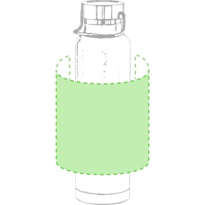 A drink bottle with a sleek design, featuring a removable sleeve. The bottle is primarily grey with a green accent.