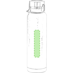 A drink bottle featuring a sleek design in a light colour with a green accent and a branded logo.
