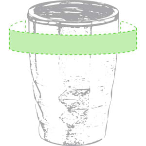 A drink bottle illustrated in grey with a green band, featuring a generic design for promotional purposes.