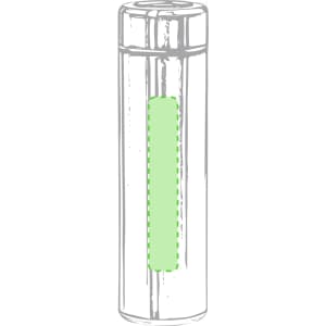 A drink bottle in a sleek design with a green section and a logo. Ideal for keeping beverages hot or cold.