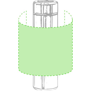 A drink bottle with a light green sleeve, featuring a vacuum-sealed design for insulation. It has a logo on the surface.
