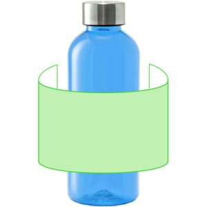 A drink bottle in bright blue with a stainless steel lid, featuring a blank space for branding.
