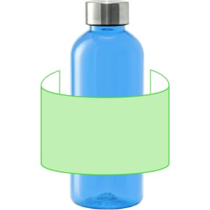 A drink bottle in bright blue with a silver lid. It features a simple, uncluttered design.