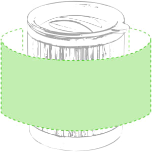 A travel mug with an insulated design, featuring a lid and a textured surface, in a light green colour.