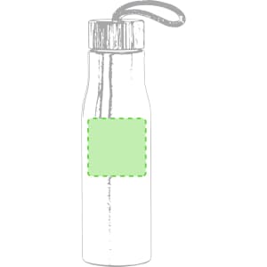 A drink bottle with a sleek design, featuring a removable cap, a carrying strap, and a blank area for branding.