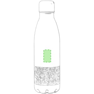 A drink bottle with a sleek design, featuring a solid top and textured base in contrasting colours. It has a logo.