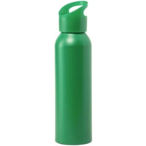 A drink bottle in a solid green colour, featuring a flip-top lid and a smooth, streamlined design.