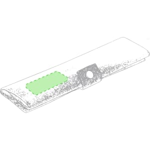 A cutlery set with a green accent in a sleek case, featuring a button closure. It includes multiple utensils.