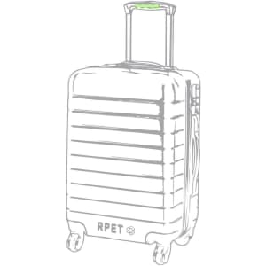 A wheeled bag featuring a ribbed design, retractable handle, and a logo on the front. It is mostly grey in colour.