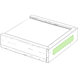 A wooden game box with a green decorative panel on the side, designed for the Parchess Game Set.