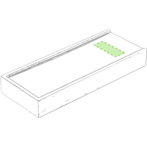 A wooden game box in a rectangular shape with a green accent and a subtle logo.