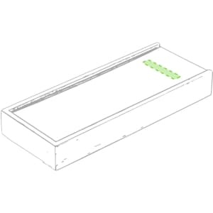 A wooden game set box featuring a simple design in a light colour with a green accent line.