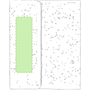 A drink bottle cooler in a textured design with a green centre panel, featuring a logo.