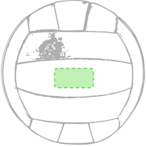 A white sports ball with grey stitching and a green logo area, designed for leisure and outdoor activities.