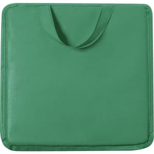 A green cushion with a handle, designed for comfort and convenience in home settings.