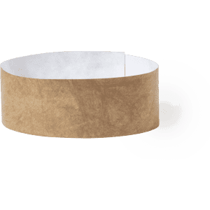 A brown wristband made of textured material, featuring a smooth inner surface and an invisible logo.