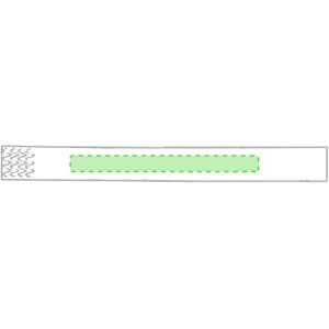 A green wristband with a textured pattern, suitable for events and exhibitions. Features branding.