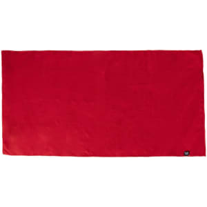 A red absorbent towel with a branded label, designed for personal use in health and fitness.