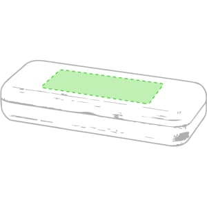 A green and white product container with a rectangular shape and a logo on the surface.