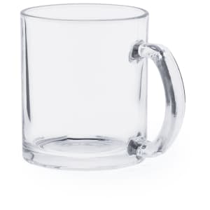 A clear glass beer mug with a sturdy handle, showcasing a simple and elegant design.