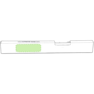 A pencil set packaging with a rectangular shape and a green accent area, featuring a logo.