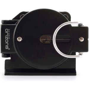 A black Saida Compass featuring a circular design and a metal ring for attachment. It has a logo on the side.