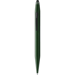 A green stylus touch ball pen with a sleek design and a logo on the barrel.
