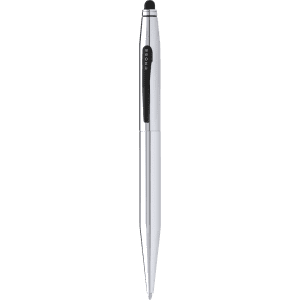 A silver stylus touch ball pen with a sleek design and a visible logo.