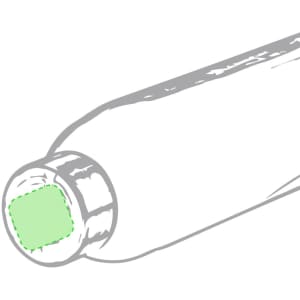 A drink bottle with a smooth design featuring a circular base in light green and a branded logo.