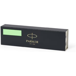 A black box containing the "IM Essential Roller" pen with a logo on the front.