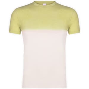 A short-sleeved adult T-shirt with a gradient design, featuring light green at the top and cream on the bottom.