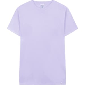 A lilac adult t-shirt with a relaxed fit and a small logo at the hem.