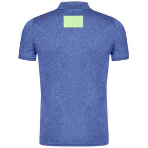 A blue Troky adult polo shirt featuring a back patch area, designed for versatility and comfort.